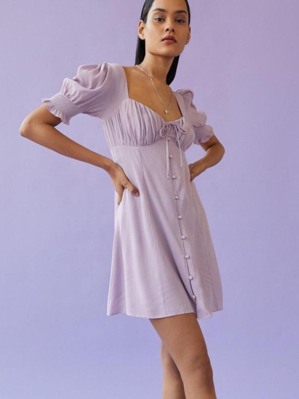 💜 Urban Outfitters Milkmaid Mini Dress Puff Sleeve Cottagecore Coquette Babydoll